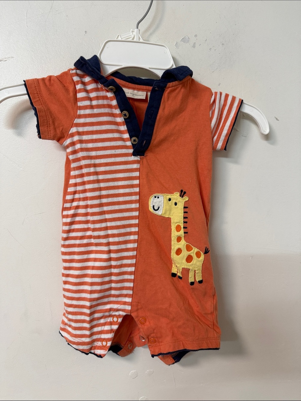First Impressions Orange & White Striped Giraffe One-Piece Y2K